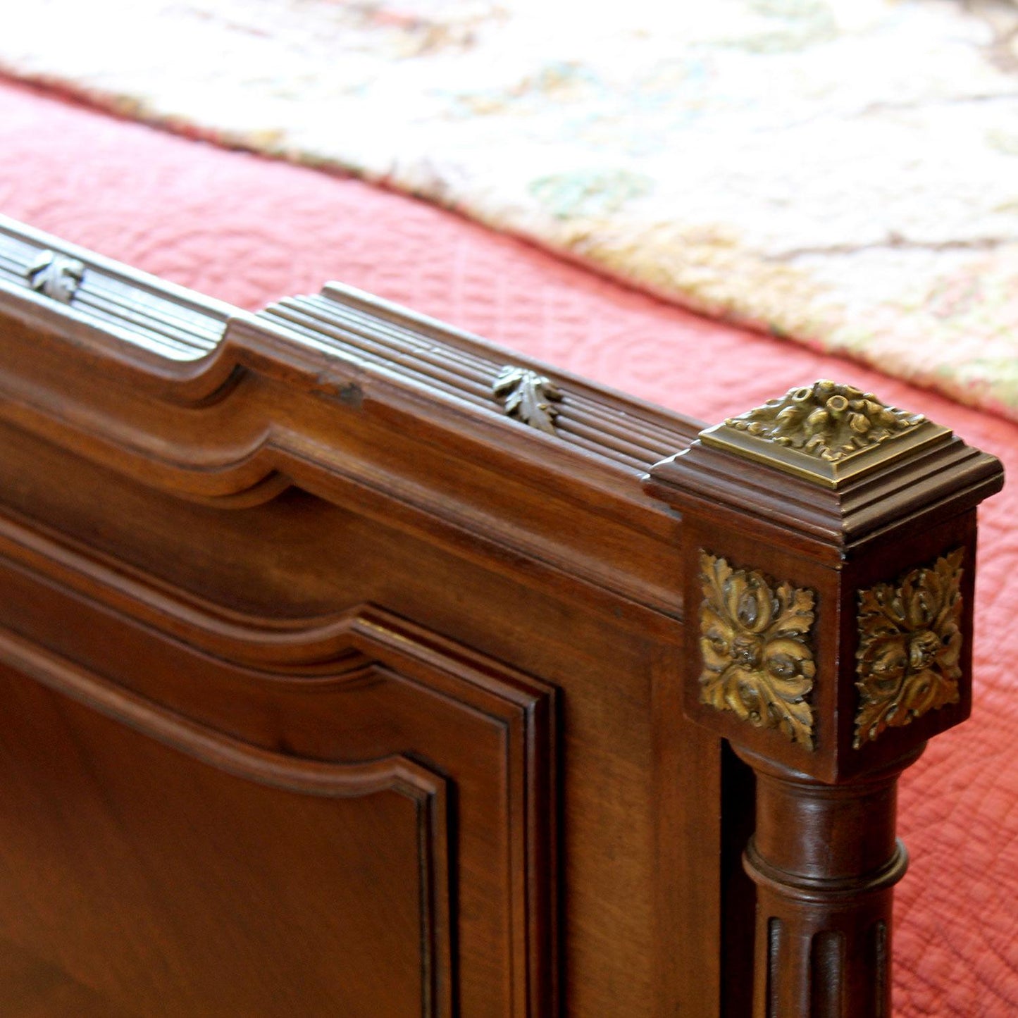 French Antique Bed with Ormolu Decoration