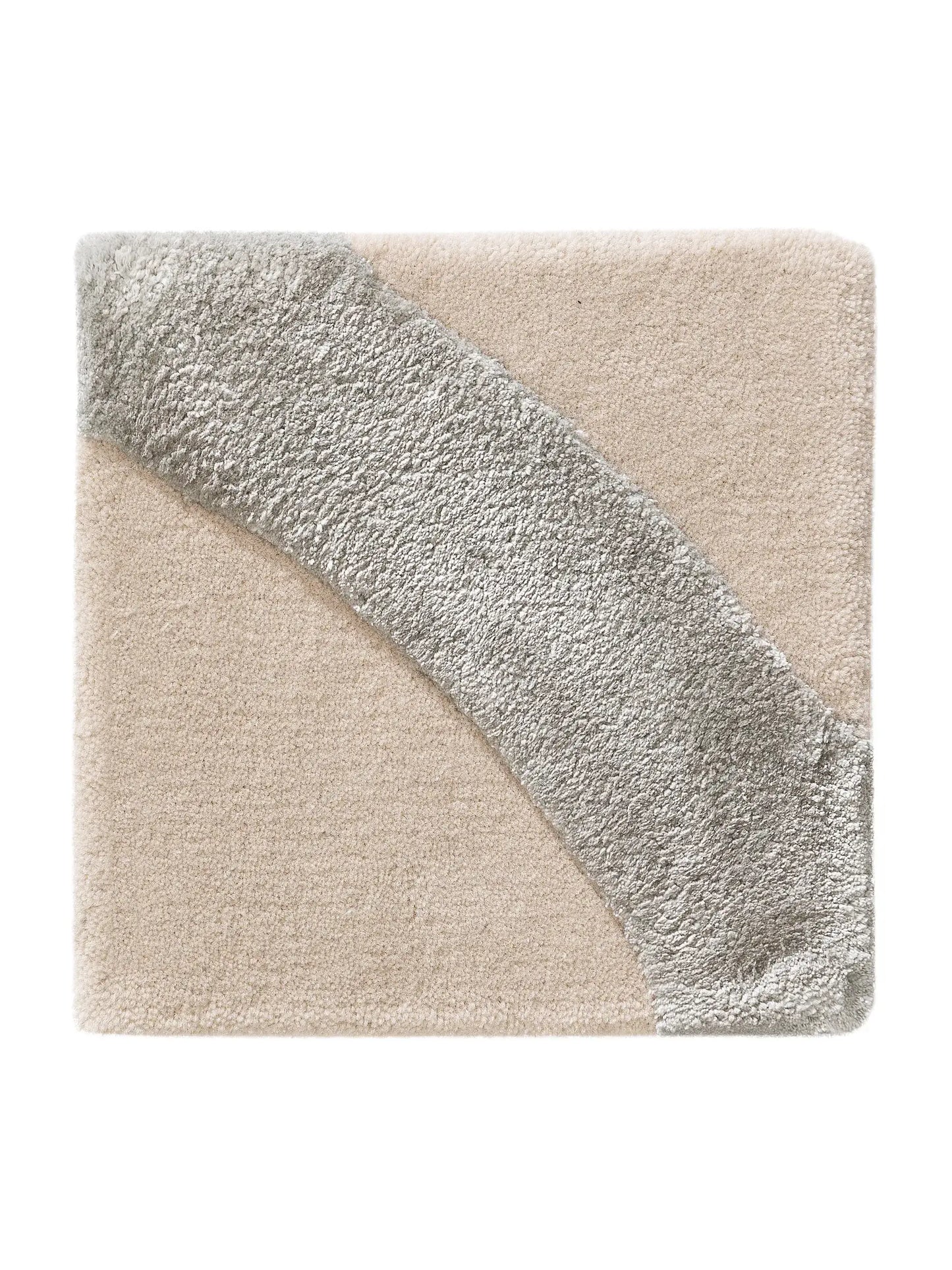 Refined Cream and Grey Wool & Lyocell Statement Rug