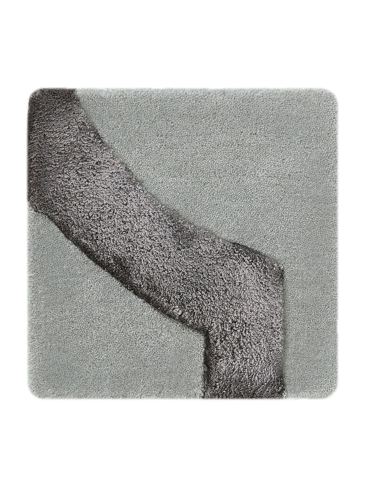 Elegant Charcoal-Grey Wool & Lyocell Statement Rug