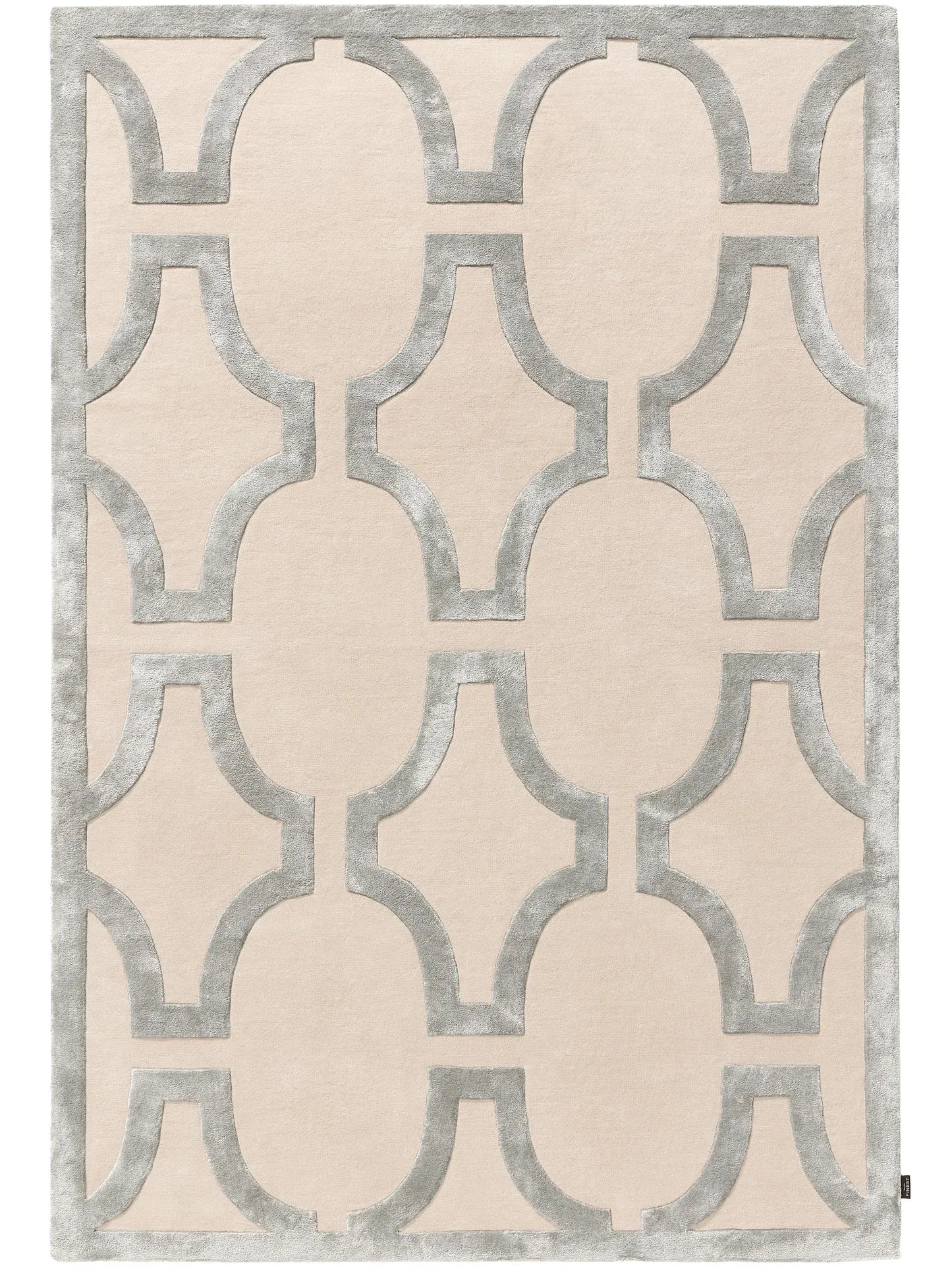 Refined Cream-Grey Wool & Lyocell Statement Rug