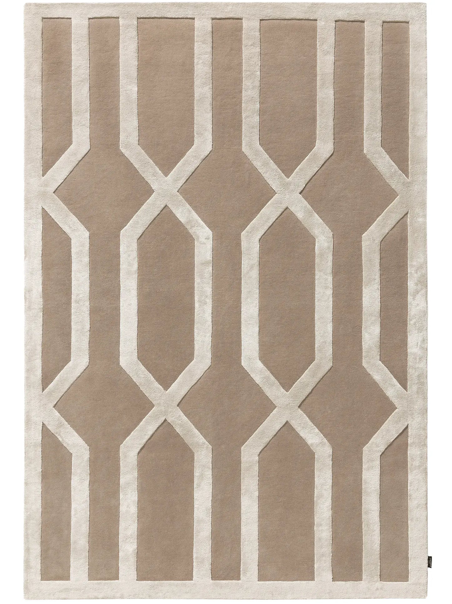 Refined Beige Wool & Lyocell Statement Rug