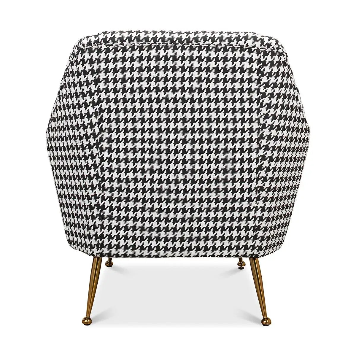 Chair with houndstooth pattern and gold legs on a white background