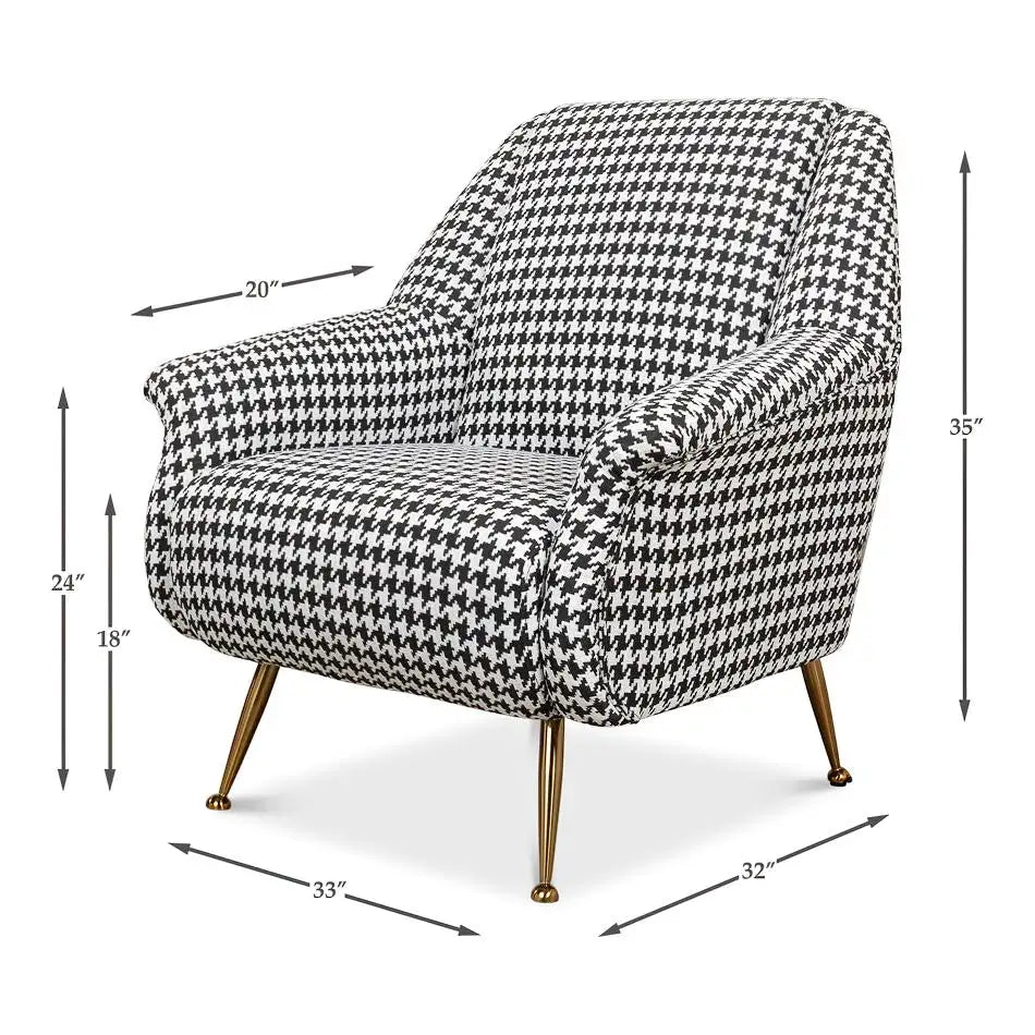 Mid-Century Modern Houndstooth Armchair