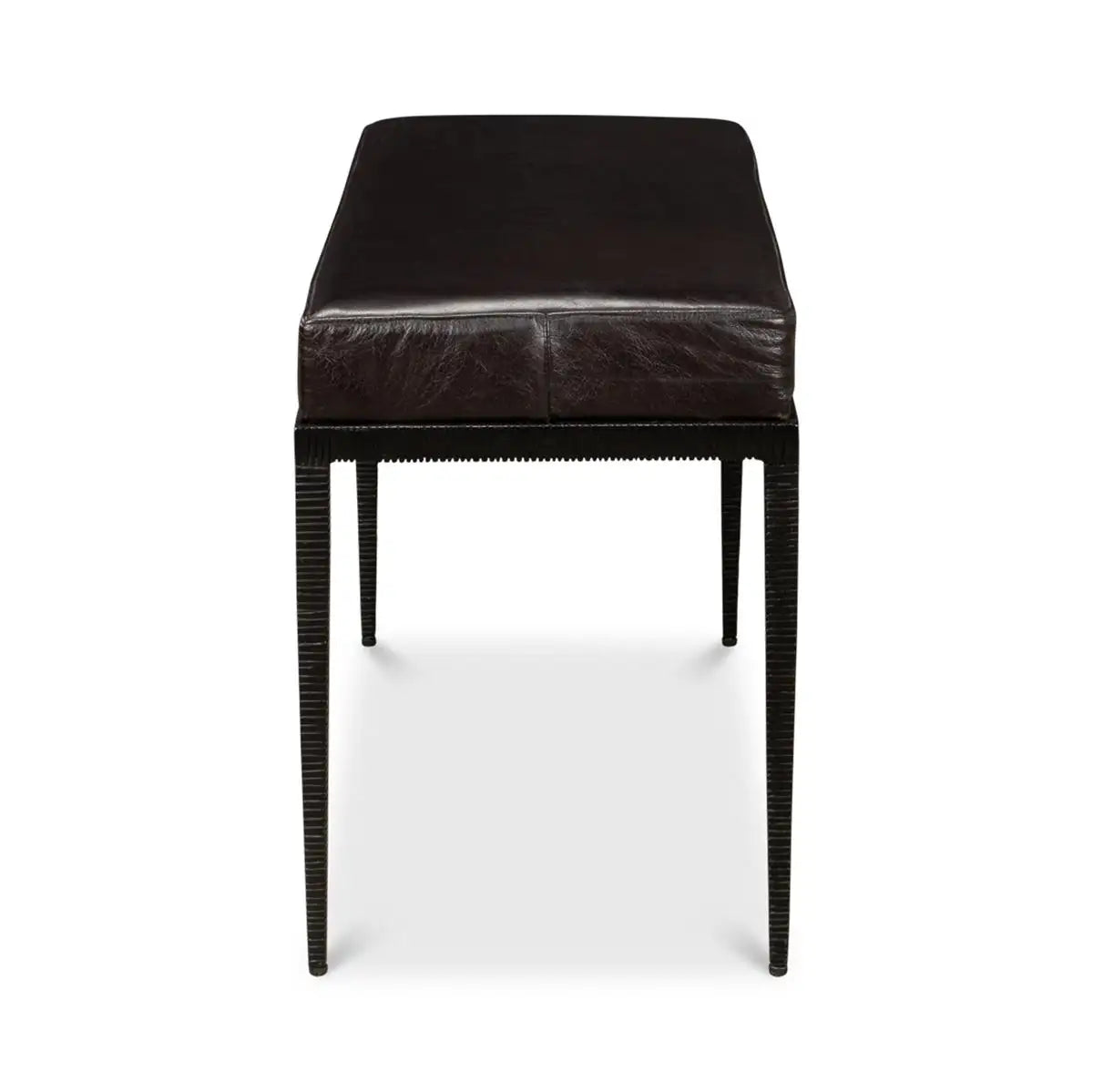 Black leather stool on a white background