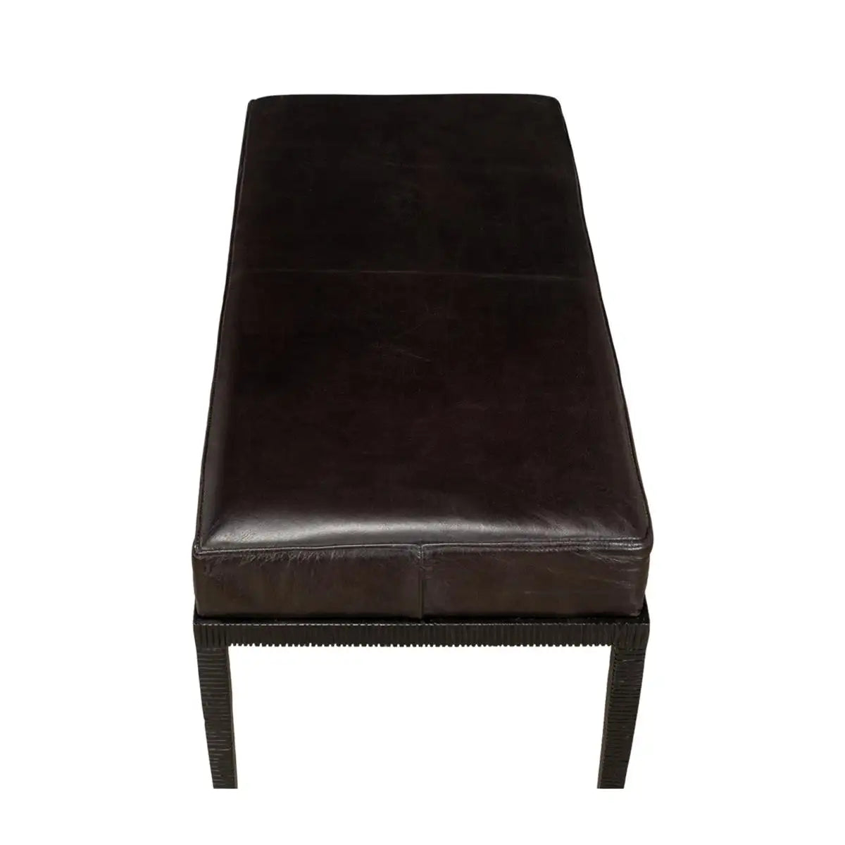 Dark brown leather bench on a white background