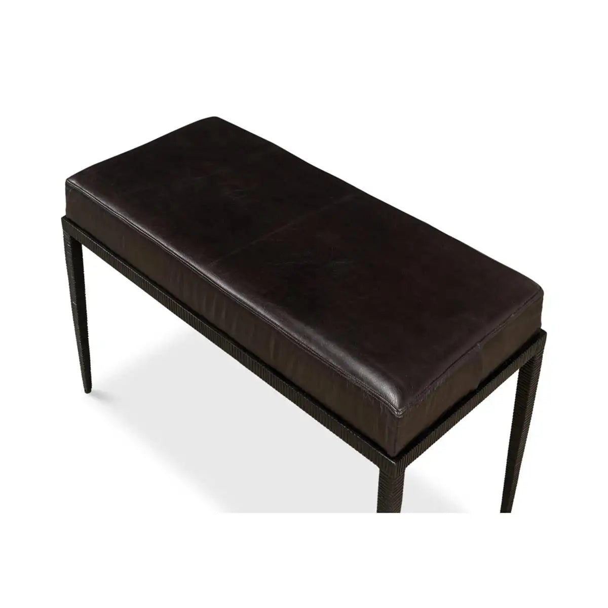 Modern Iron and Leather Bench