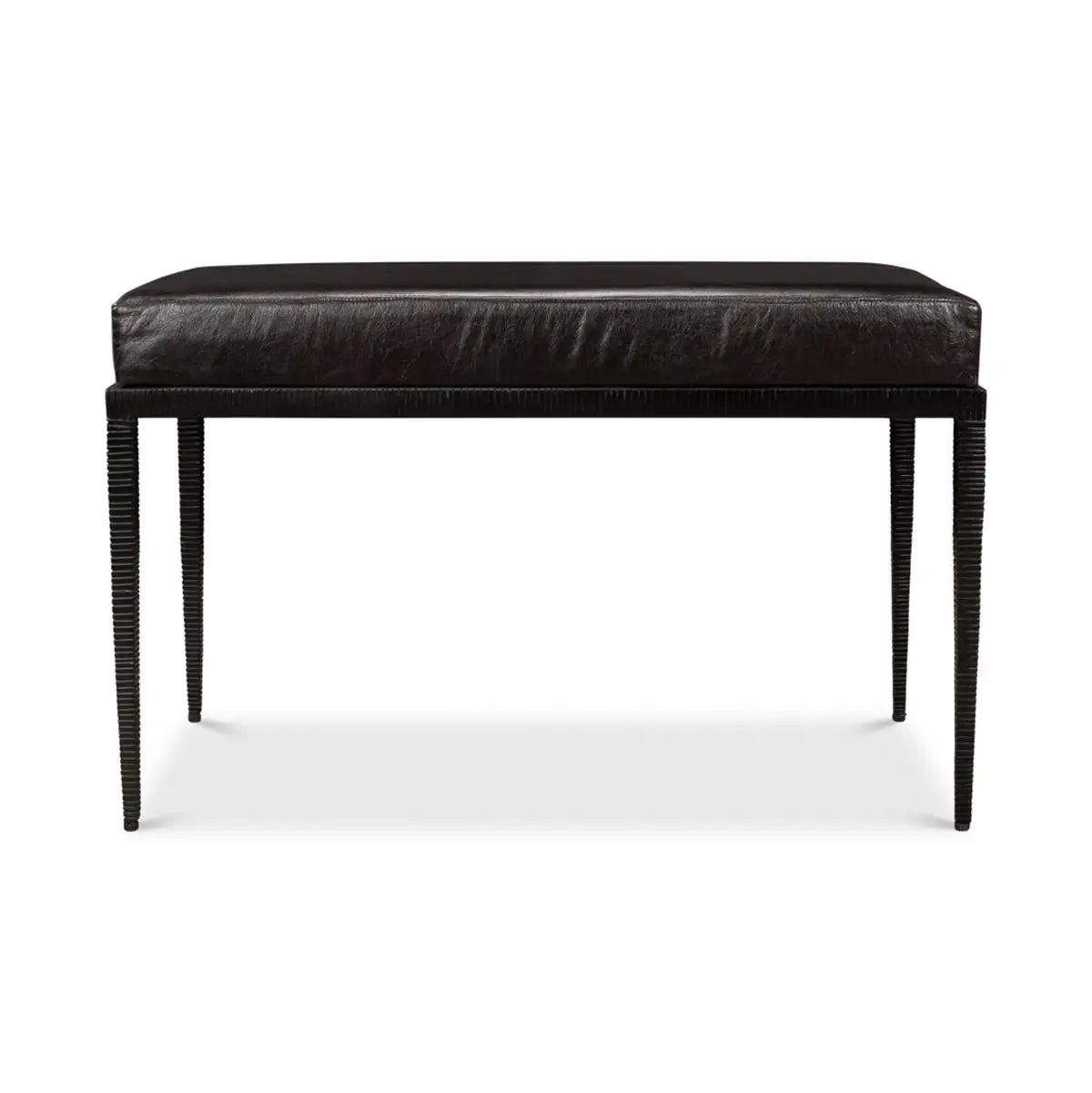 Modern Iron and Leather Bench