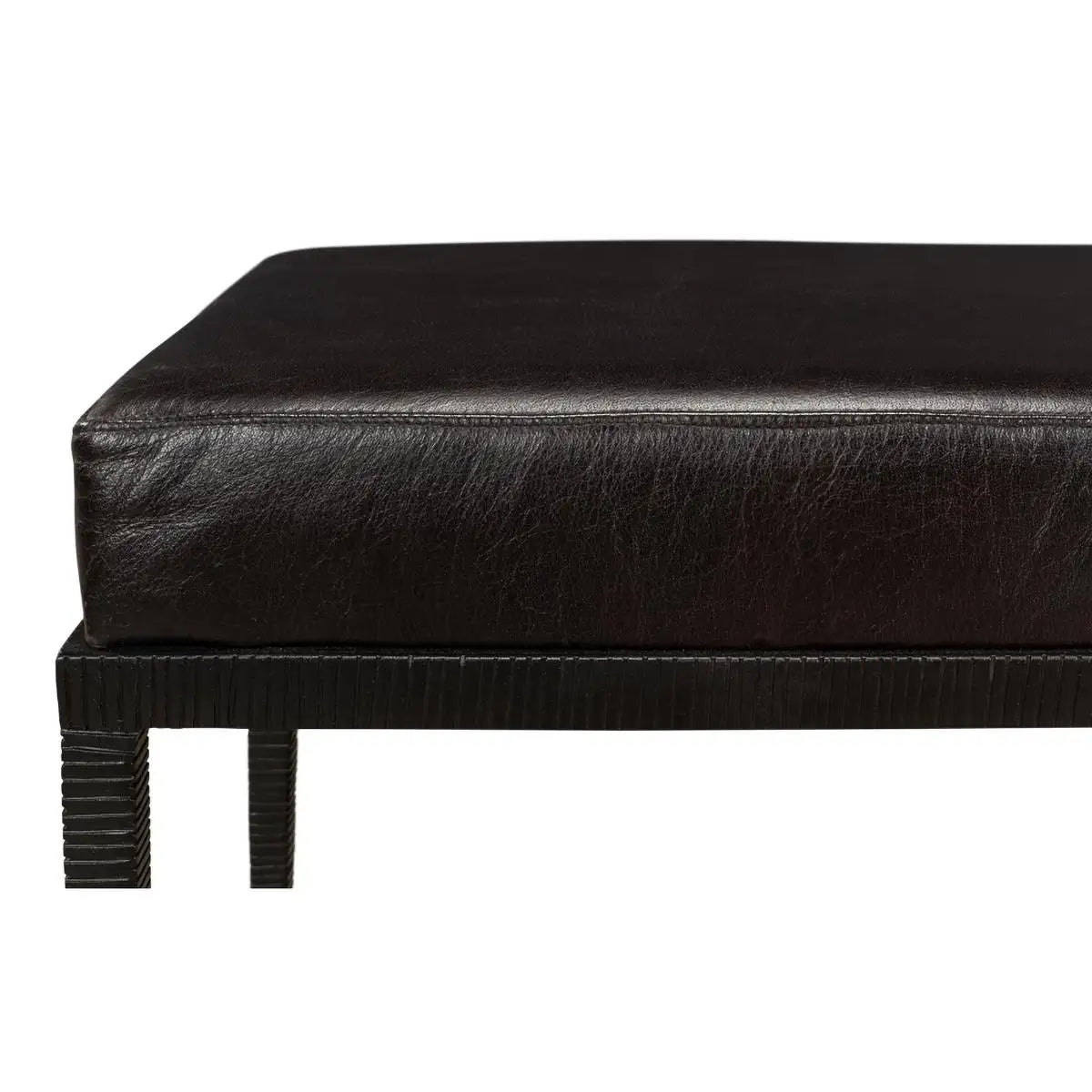 Modern Iron and Leather Bench