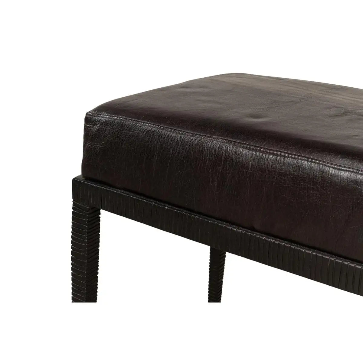 Modern Iron and Leather Bench