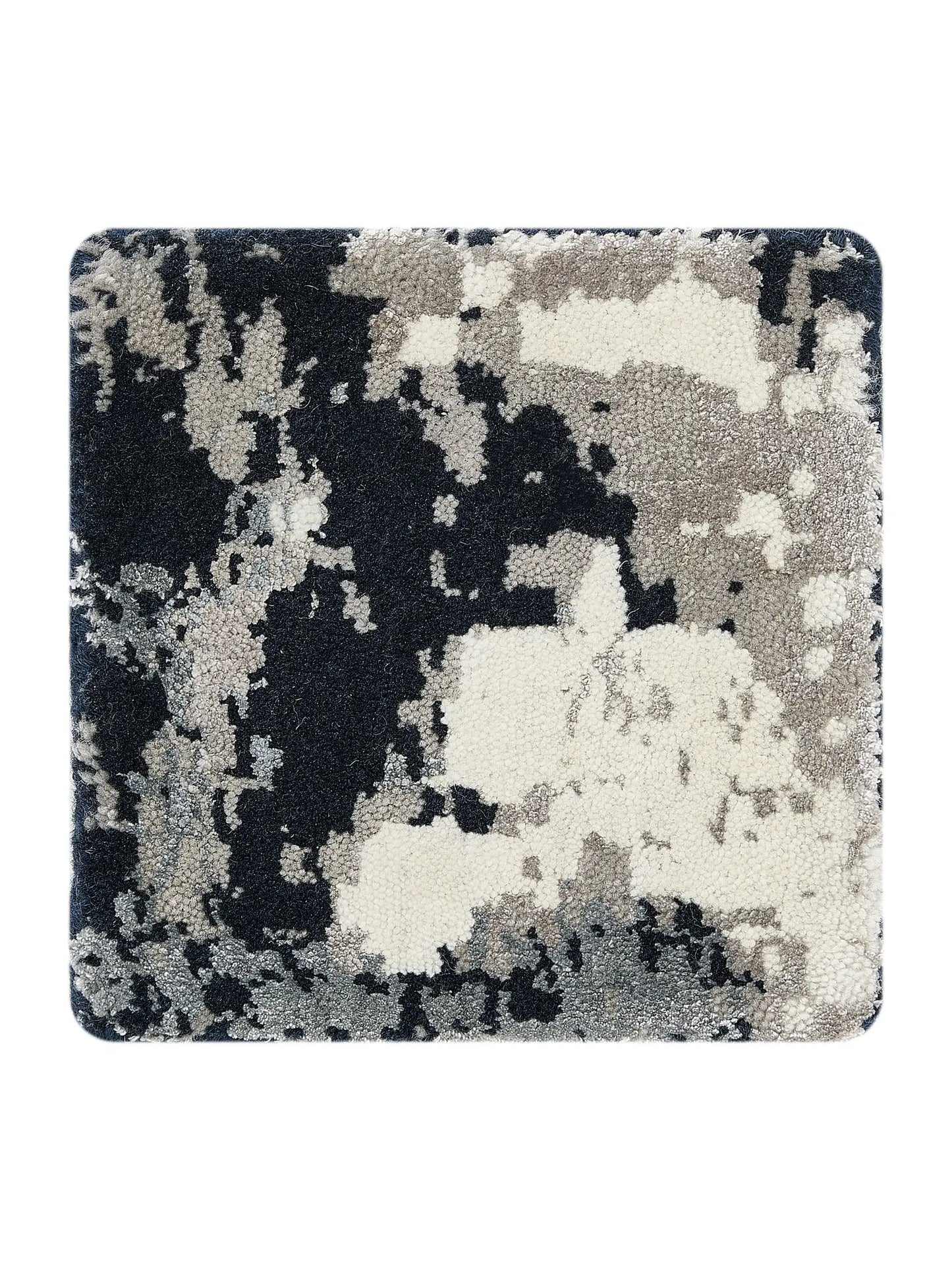 Elegant Blue Wool-Viscose Machine-Woven Rug