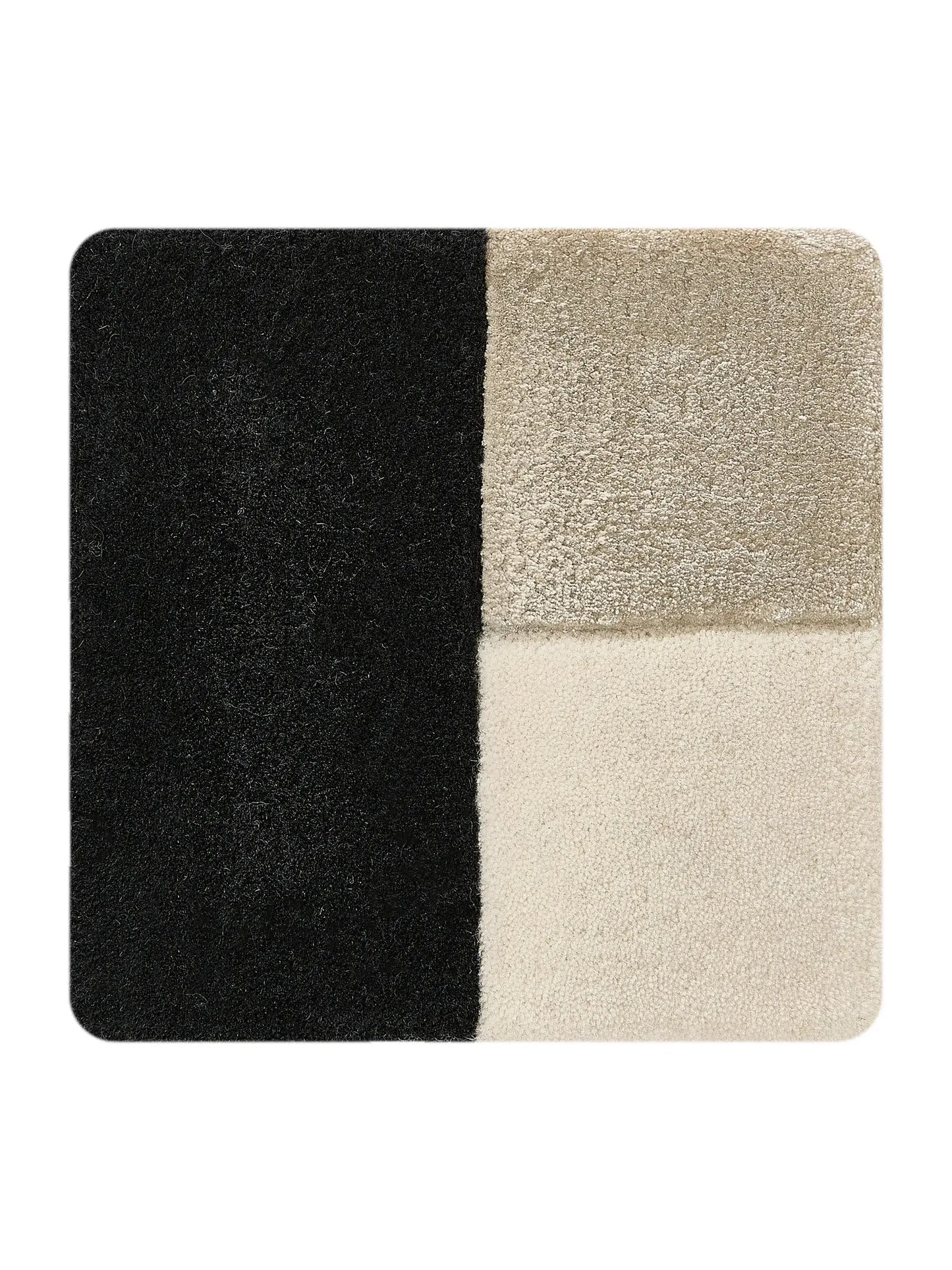 Monochrome Cube-Pattern Wool & Lyocell Rug