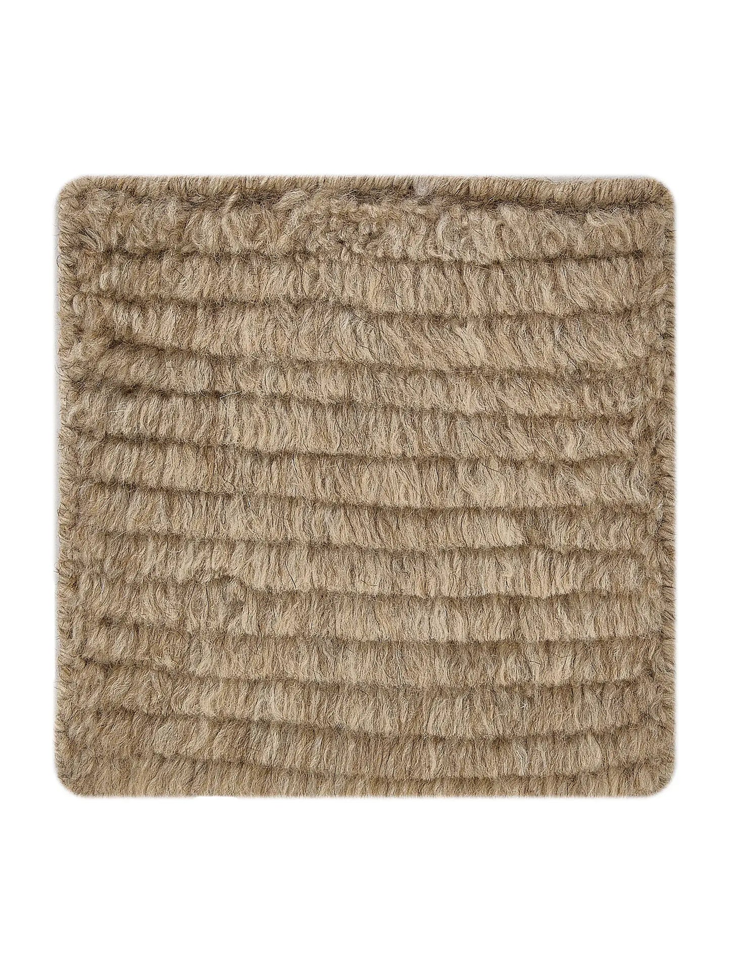 Beige Solid Texture Luxury Wool Rug