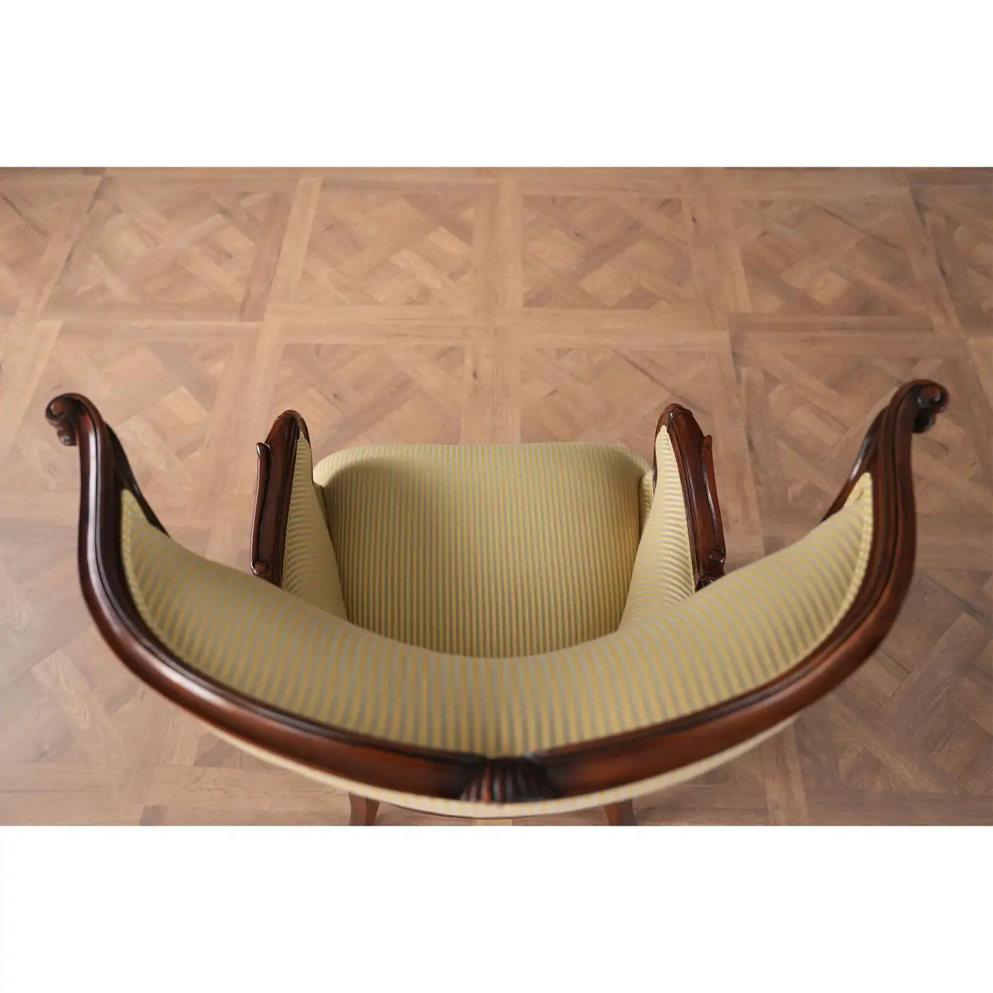 American Fireside Chair with Neutral Upholstery and Mahogany Frame