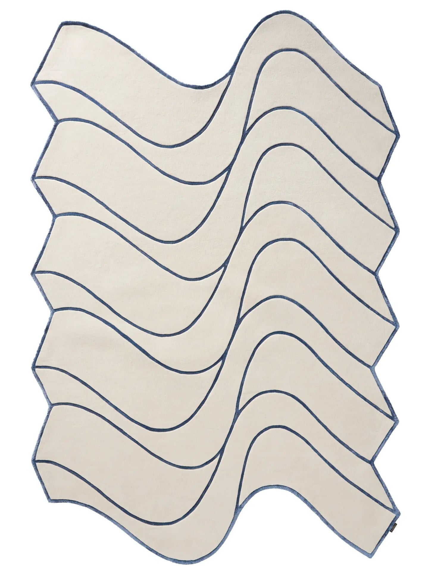 Cream & Blue Elegant Wool-Blend Rug