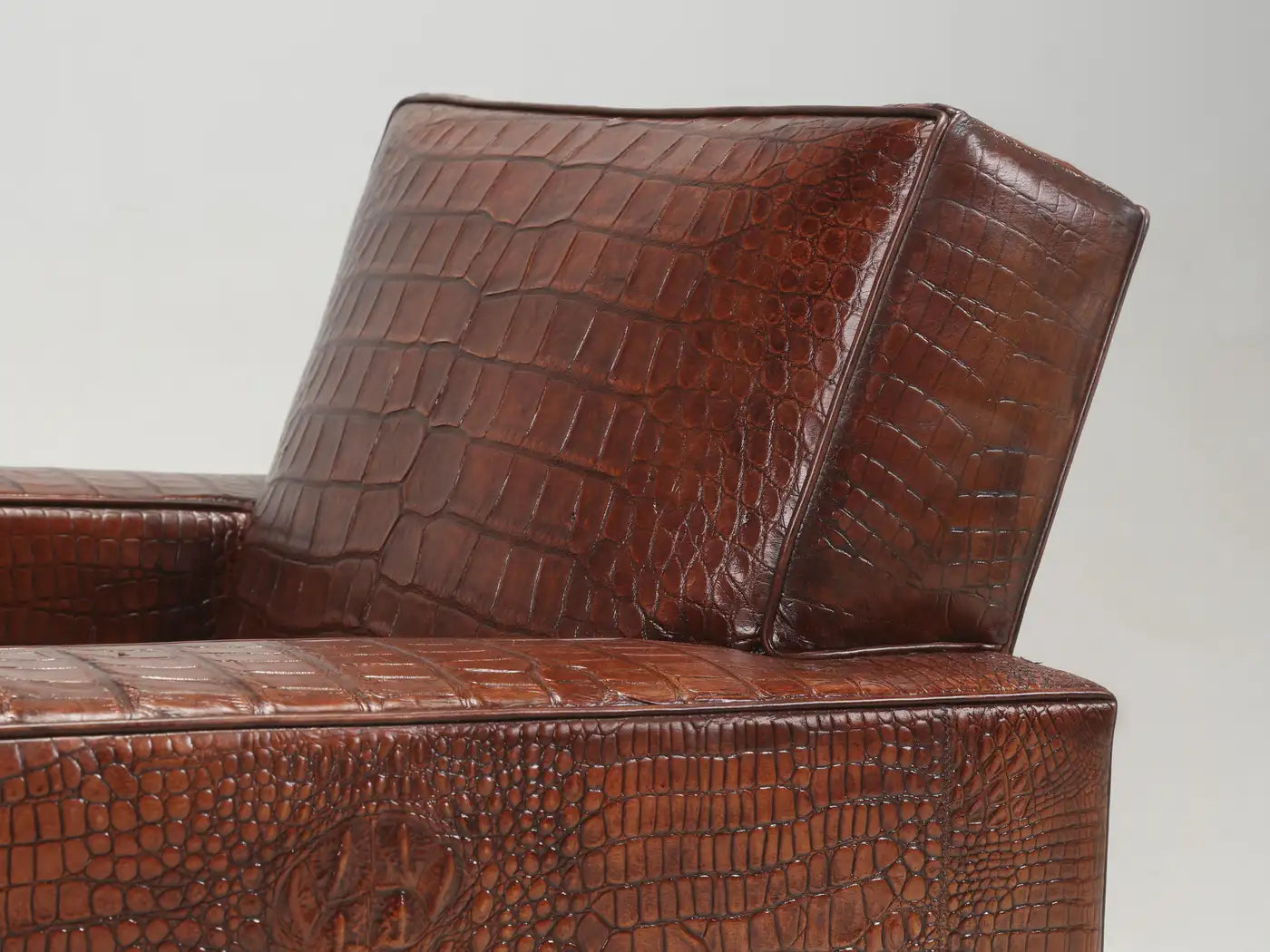 Genuine Alligator French Art Deco Club Chairs