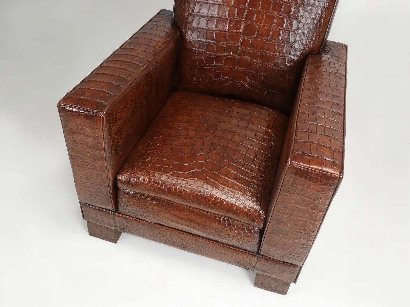 Genuine Alligator French Art Deco Club Chairs