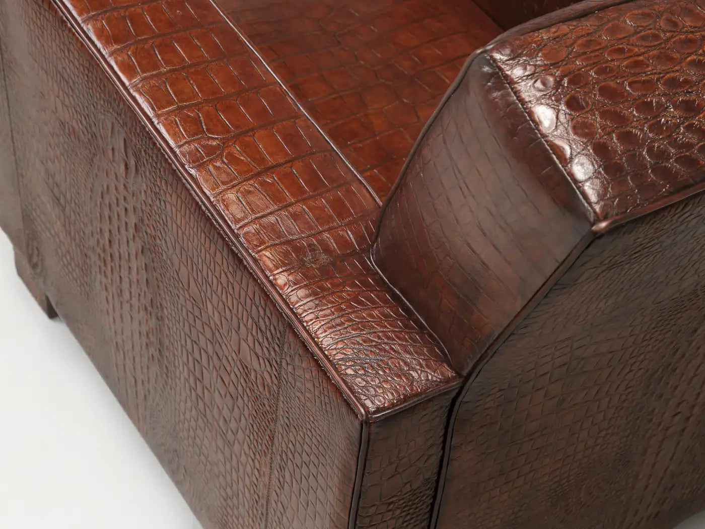 Genuine Alligator French Art Deco Club Chairs