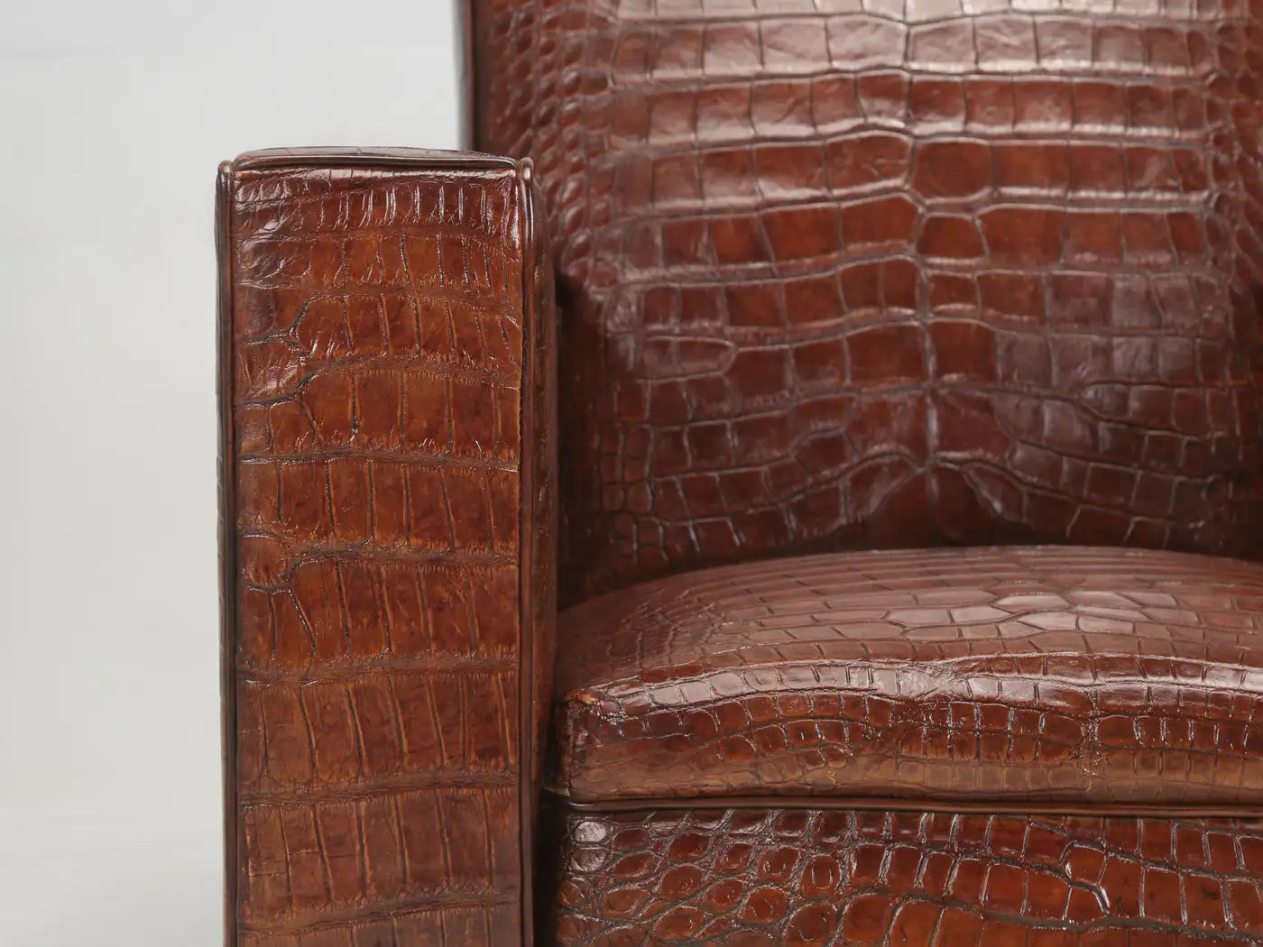 Genuine Alligator French Art Deco Club Chairs