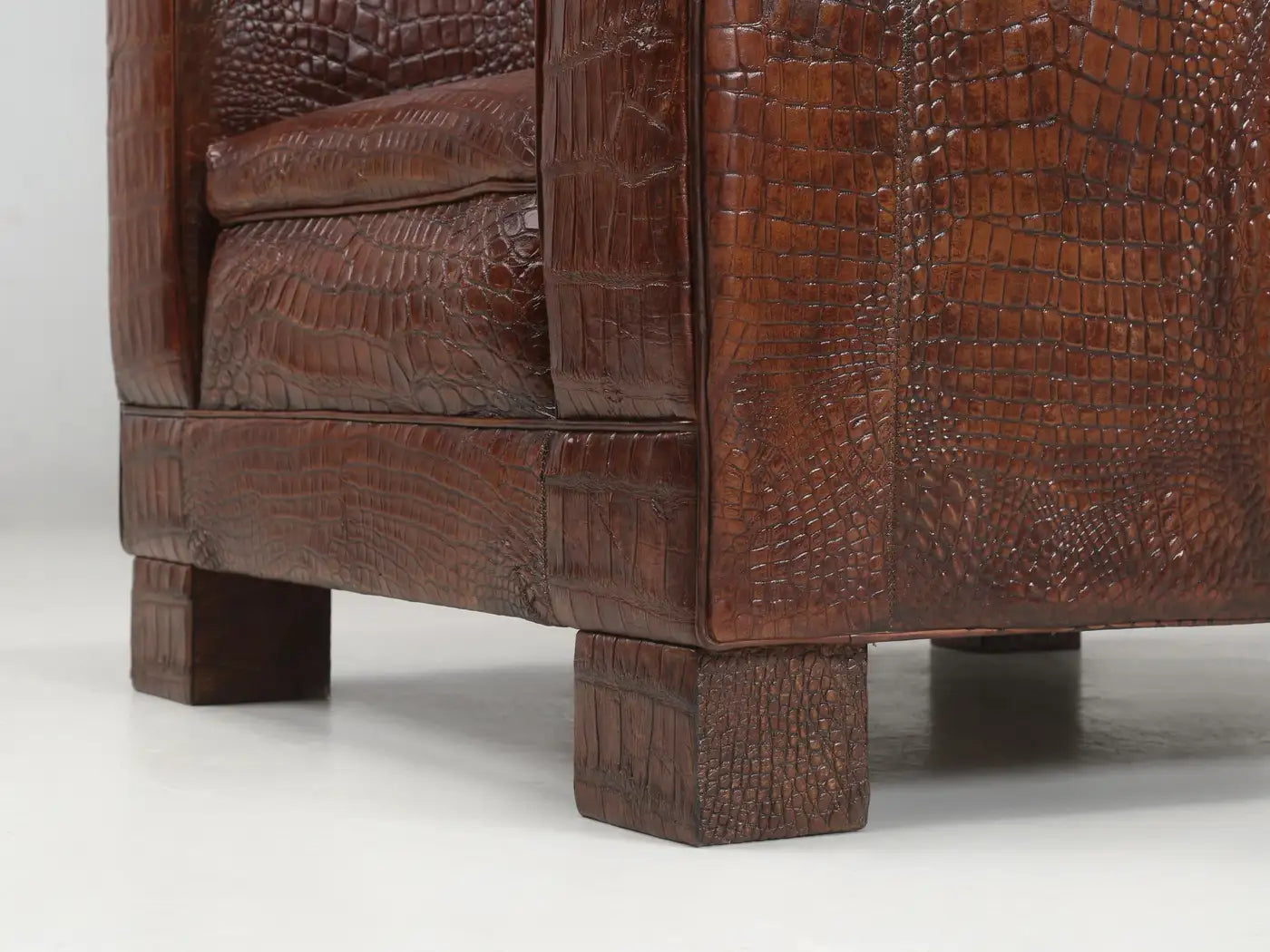 Genuine Alligator French Art Deco Club Chairs