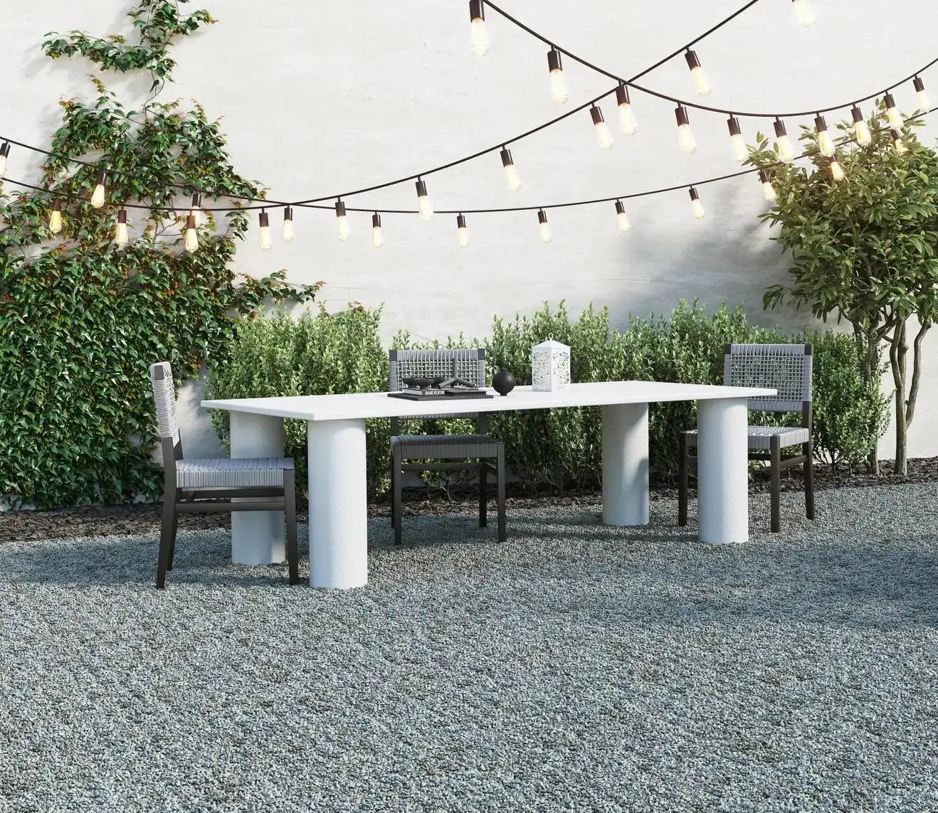 10 Stackable Outdoor Dining Chairs, Wood / Rope