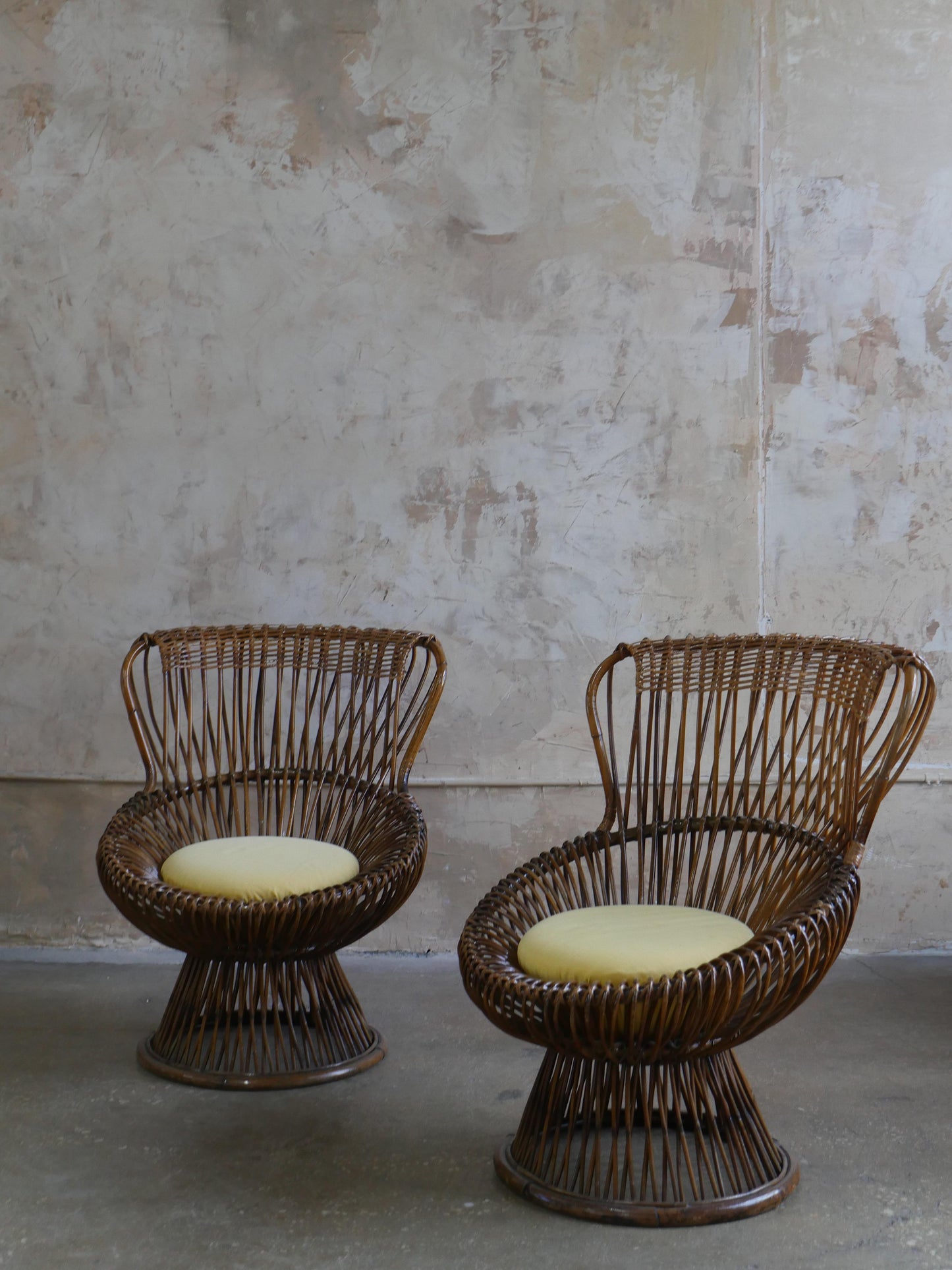 Pair of 1950s Franco Albini “Margherita” Rattan Armchairs for Bonacina – Mid-Century Italian Icons