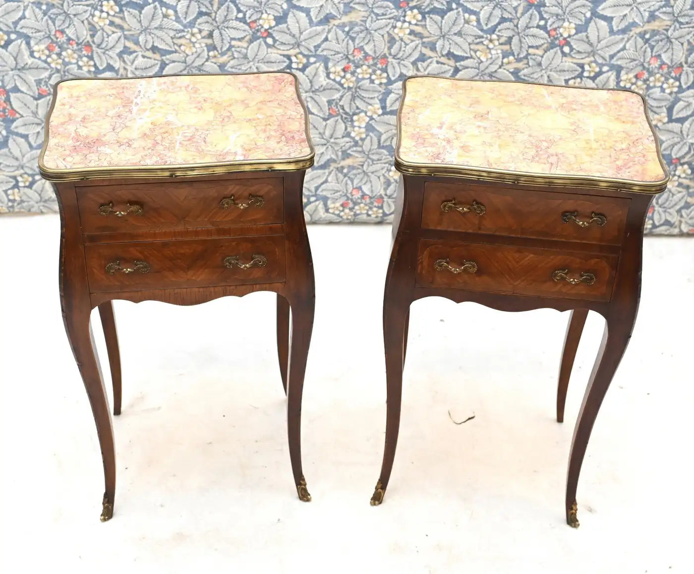 Pair French Nightstands Bedside Chests