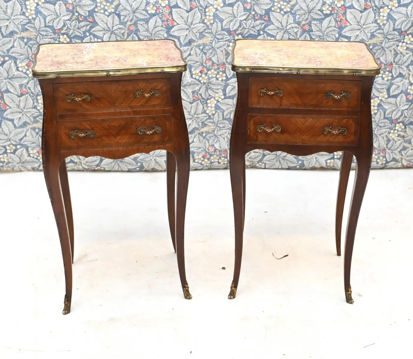 Pair French Nightstands Bedside Chests