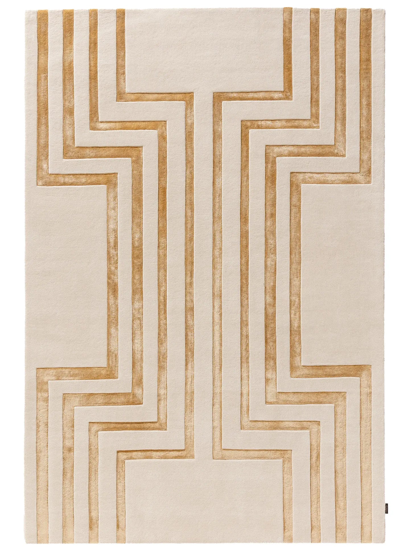 Cream Geometric Textured Wool-Lyocell Rug