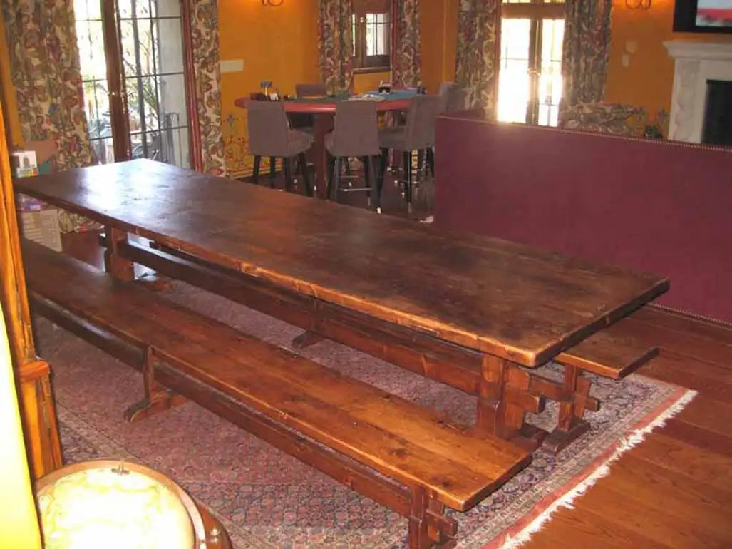 Trestle Table/Benches in Reclaimed Pine