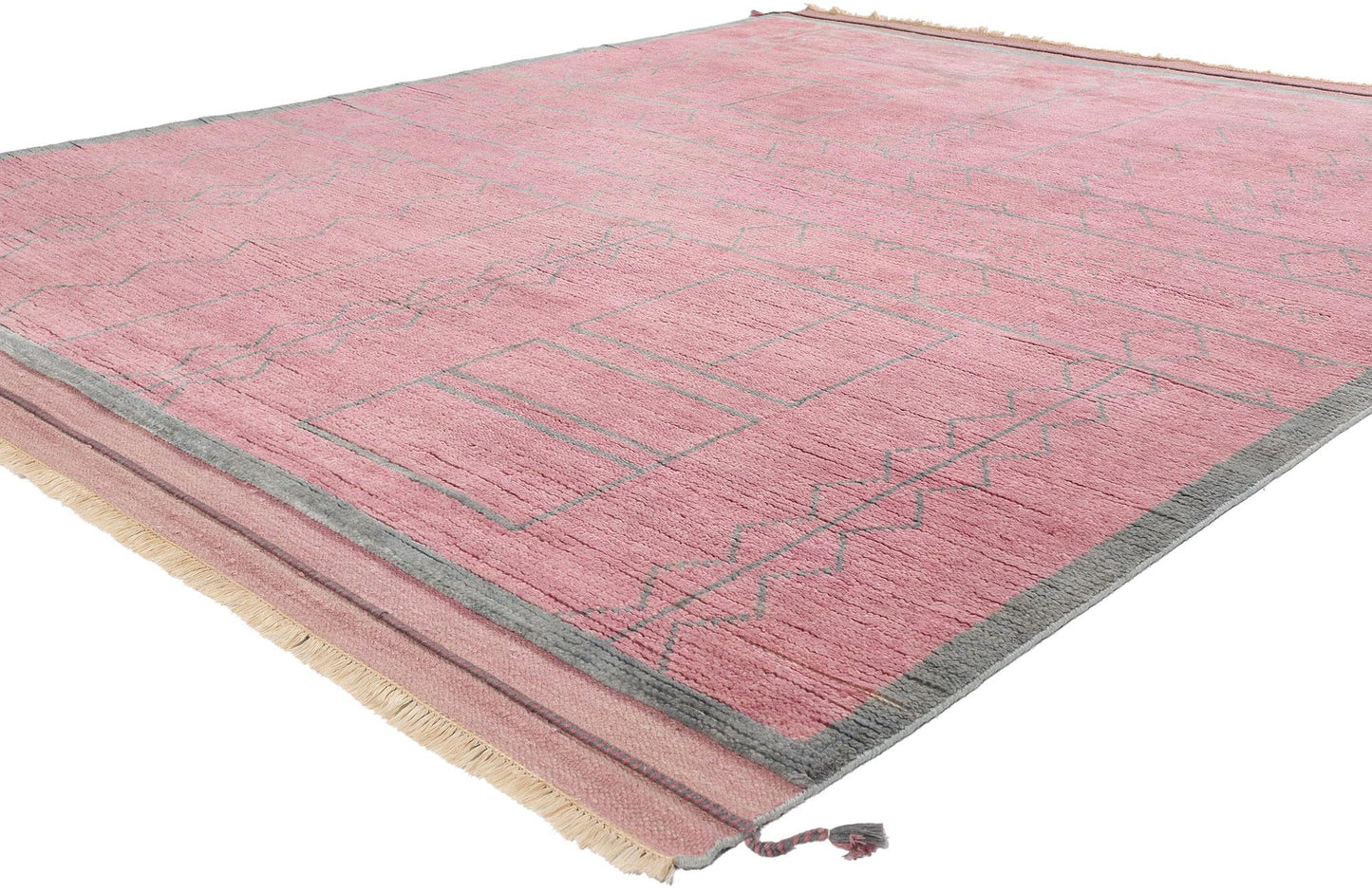 Blushing Nomad Boho Chic Pink Moroccan Wool Rug – 254 x 310 cm