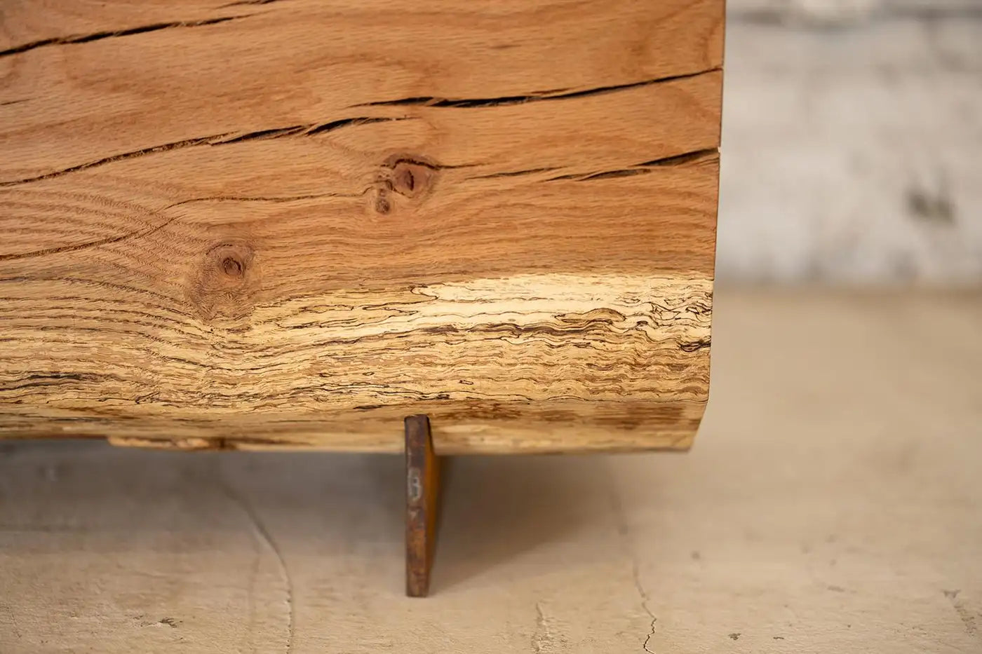Rustic Beam Bench Solid Oak & Corten Steel Entry Bench