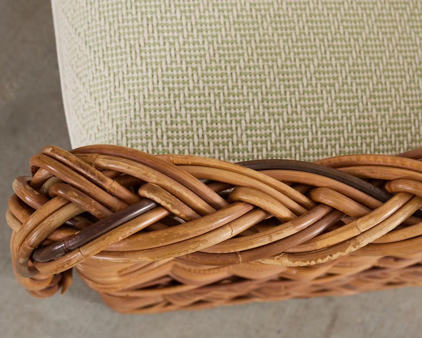 Rattan Settee Armchair in Scalamandre