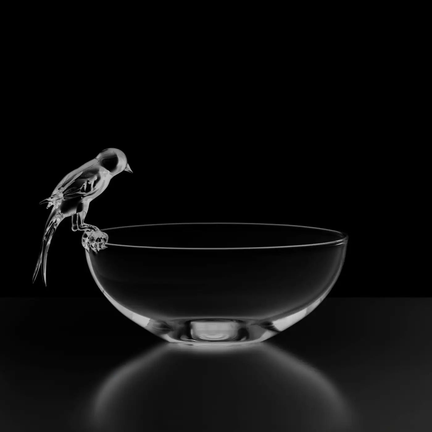 Contemporary Hand Blown Glass Bowl Little Bird Swallow Cute Decorative Crestani