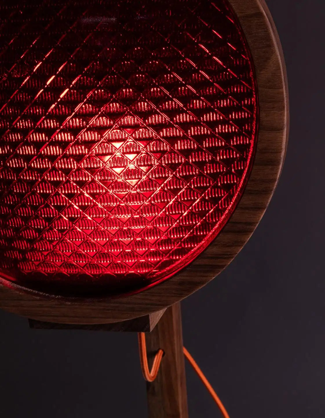 The Lore Lamp. Brazilian Solid Wood and 1960s traffic signal lenses.