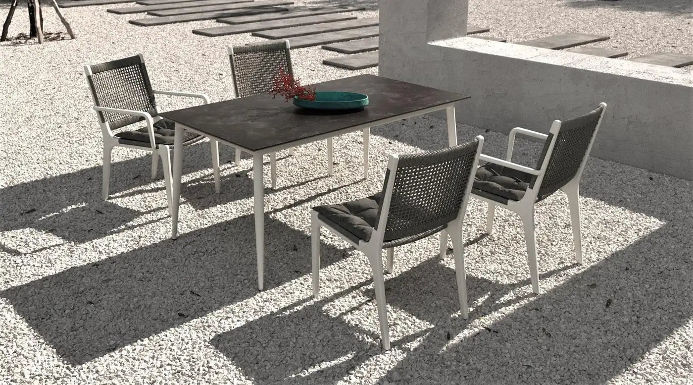 Outdoor Dining Chair with Armrests & Rope Detailing / Set of 6