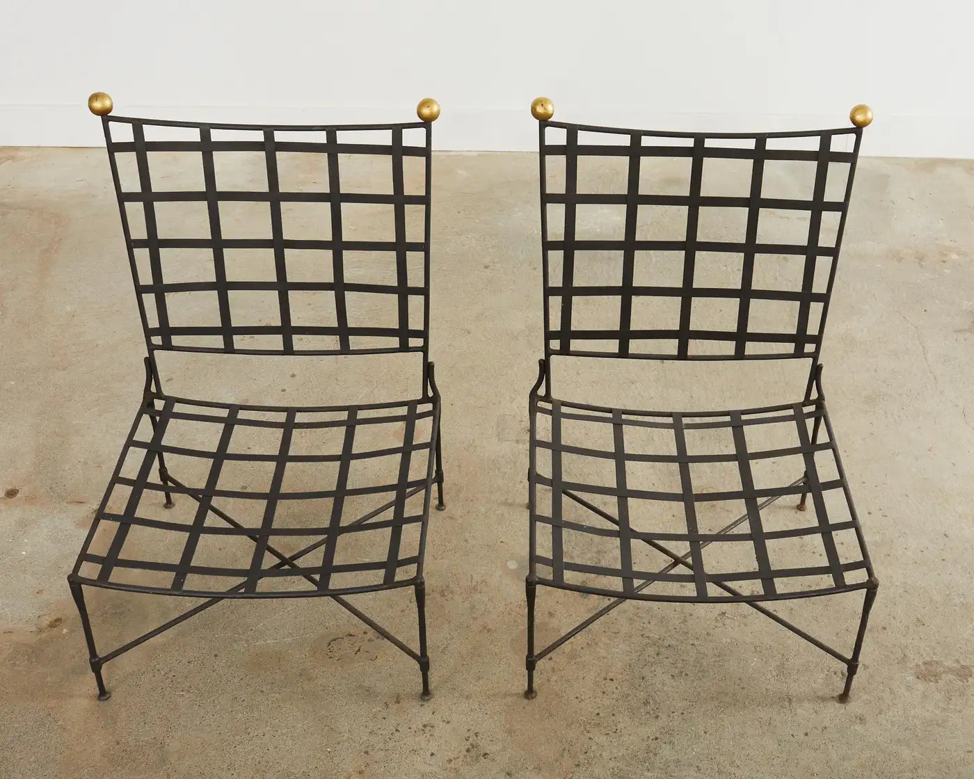 Set of Seven Salterini Garden Lounge Chairs and Ottomans