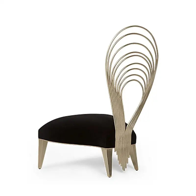Modern chair with unique backrest design on a white background