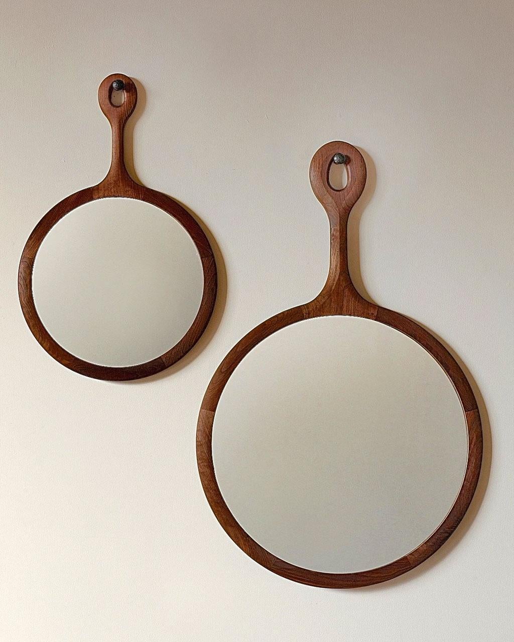 Large Sophia Wall Mirror – Dark Walnut Frame with Hand-Hammered Iron Peg