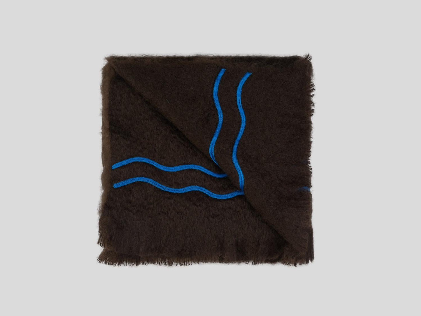 Suter Hand-Embroidered Brown Mohair Throw Blanket