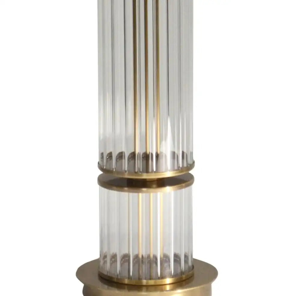 Column Lamp hand made of Reeded Glass and Antique Brass