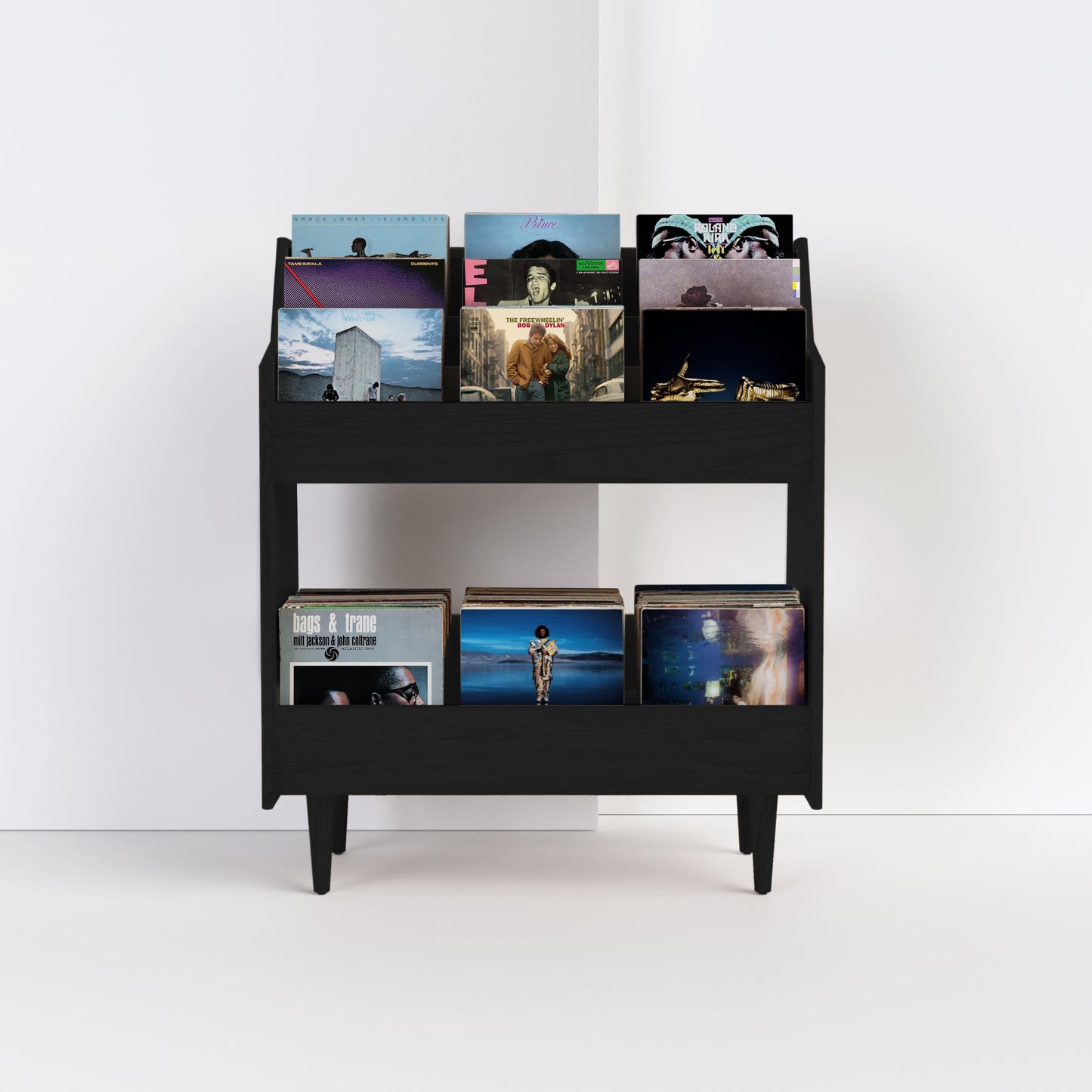 2-Bay Luxe Record Stand in Solid Ash Wood – Modern Vinyl Storage