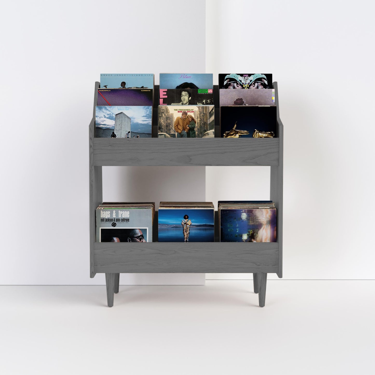 2-Bay Luxe Record Stand in Solid Ash Wood – Modern Vinyl Storage
