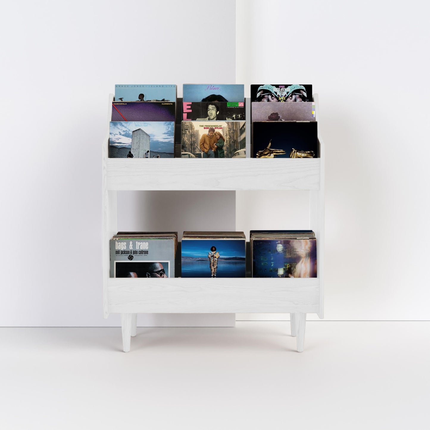 2-Bay Luxe Record Stand in Solid Ash Wood – Modern Vinyl Storage