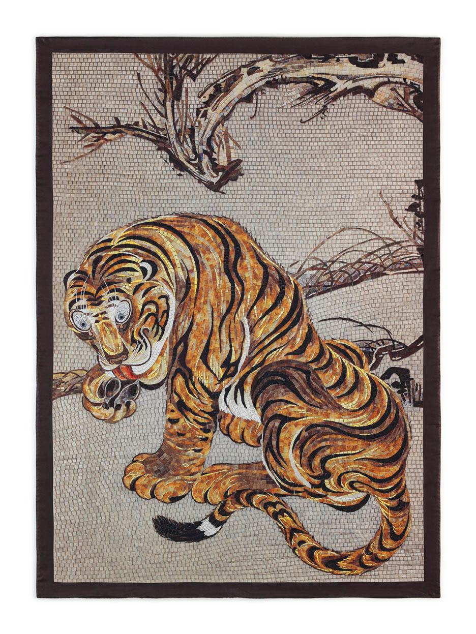 Tiger Bedcover Blanket Silk Cashmere & Wool Luxury Italian Design