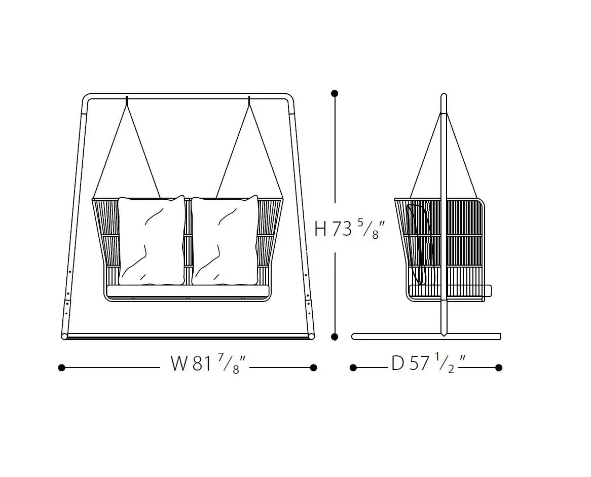 Outdoor Swinging Sofa with Custom Rope & Fabric Colors