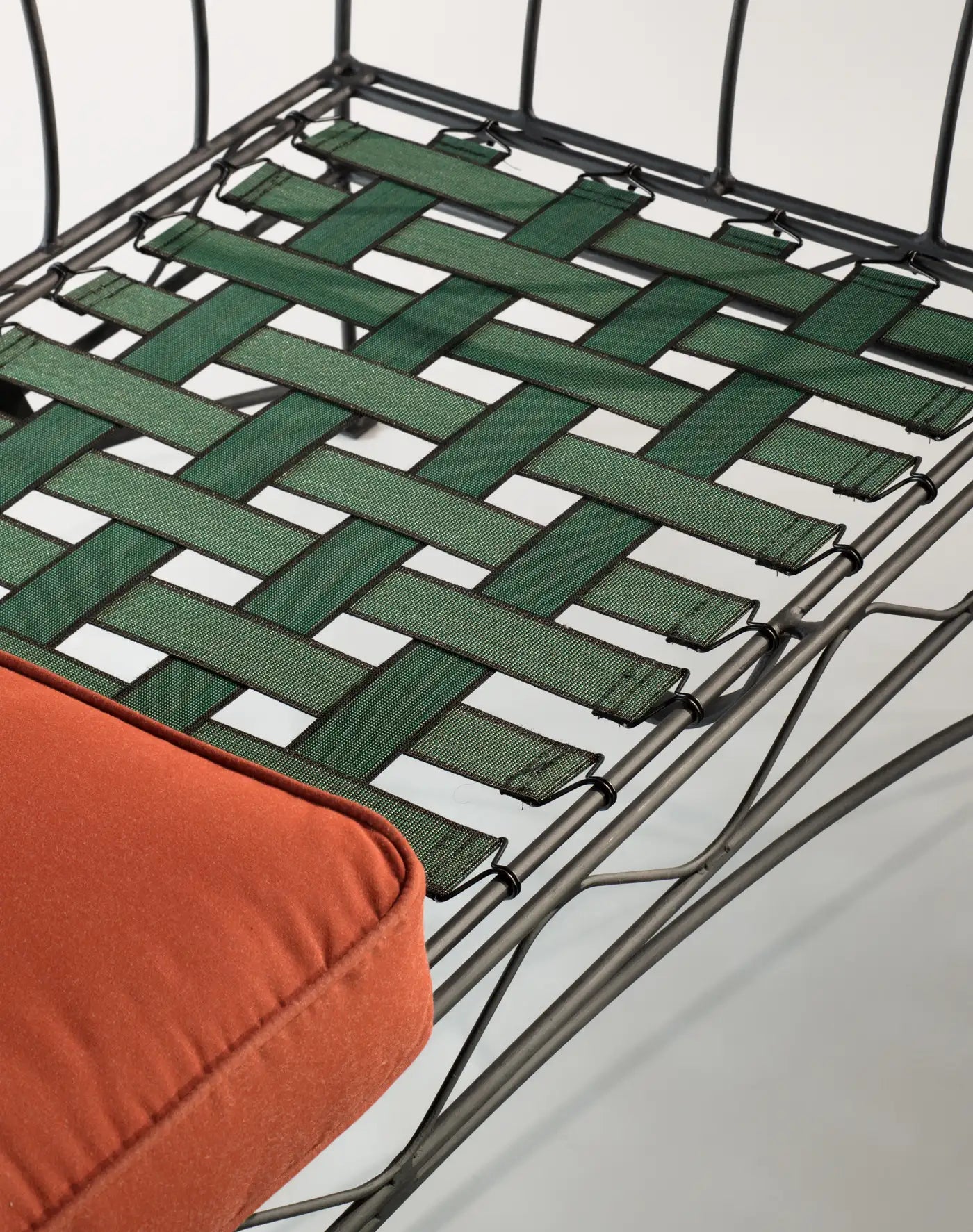 Ebonized Steel Frame Garden Sofa with Water Resistant Cushions