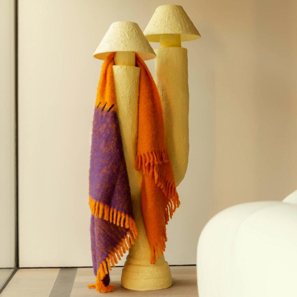 Viso Mohair Blanket 0401 Handwoven Purple & Orange Luxury Blanket