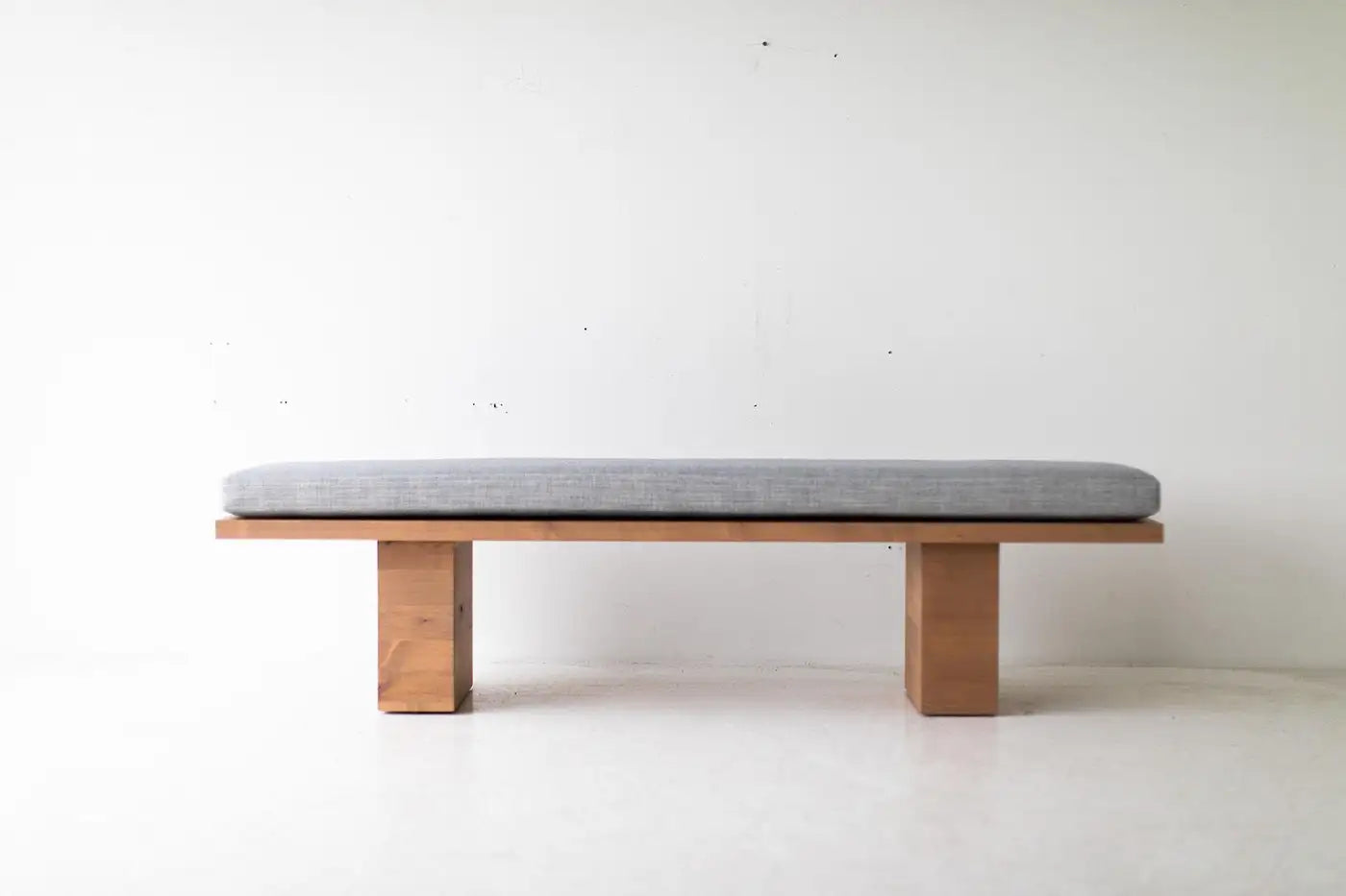 Bertu Suelo Modern Wood Bench Upholstered in Thick Weave