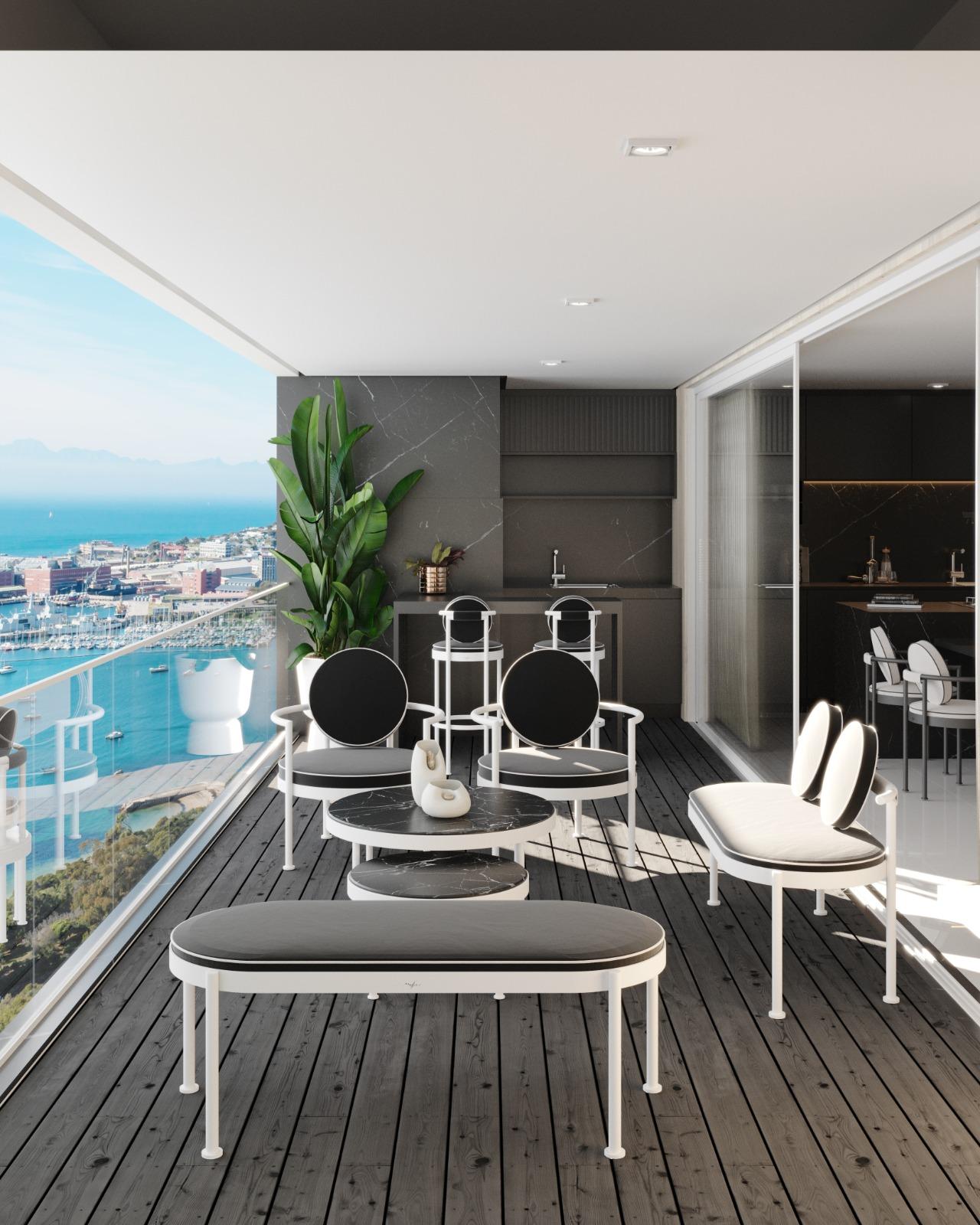 Black Steel Outdoor Bench with Water-Resistant Fabric Backrest – Two-Seater