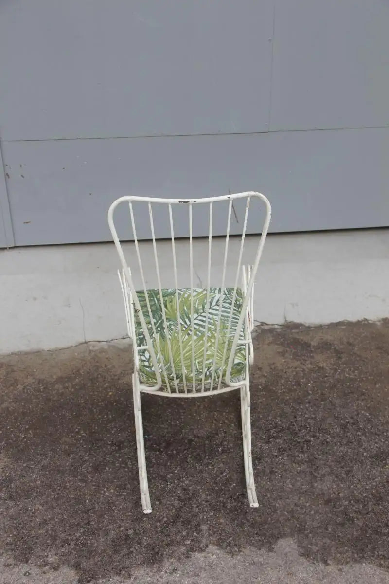 Midcentury Garden Swing in Child White Worked Metal, 1950s